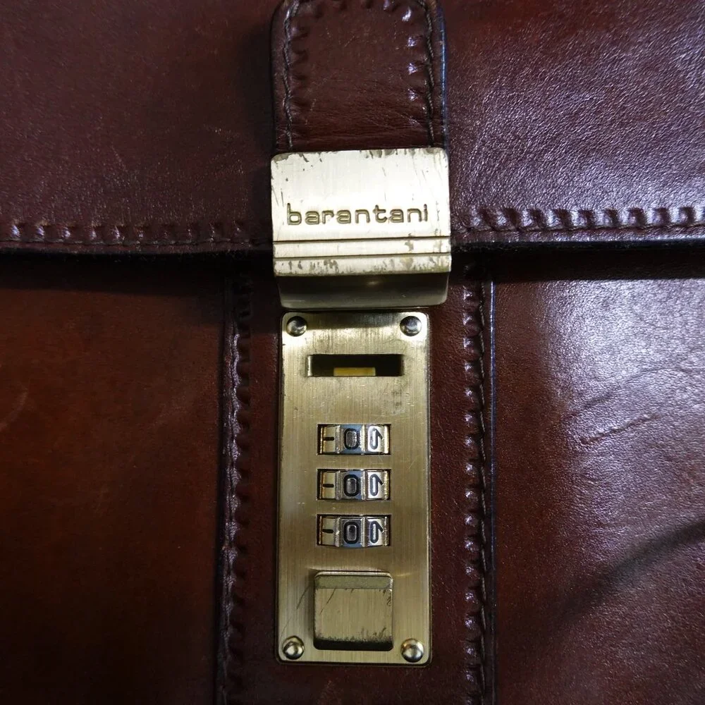 Barantani Brown Leather Attache Briefcase Bag
